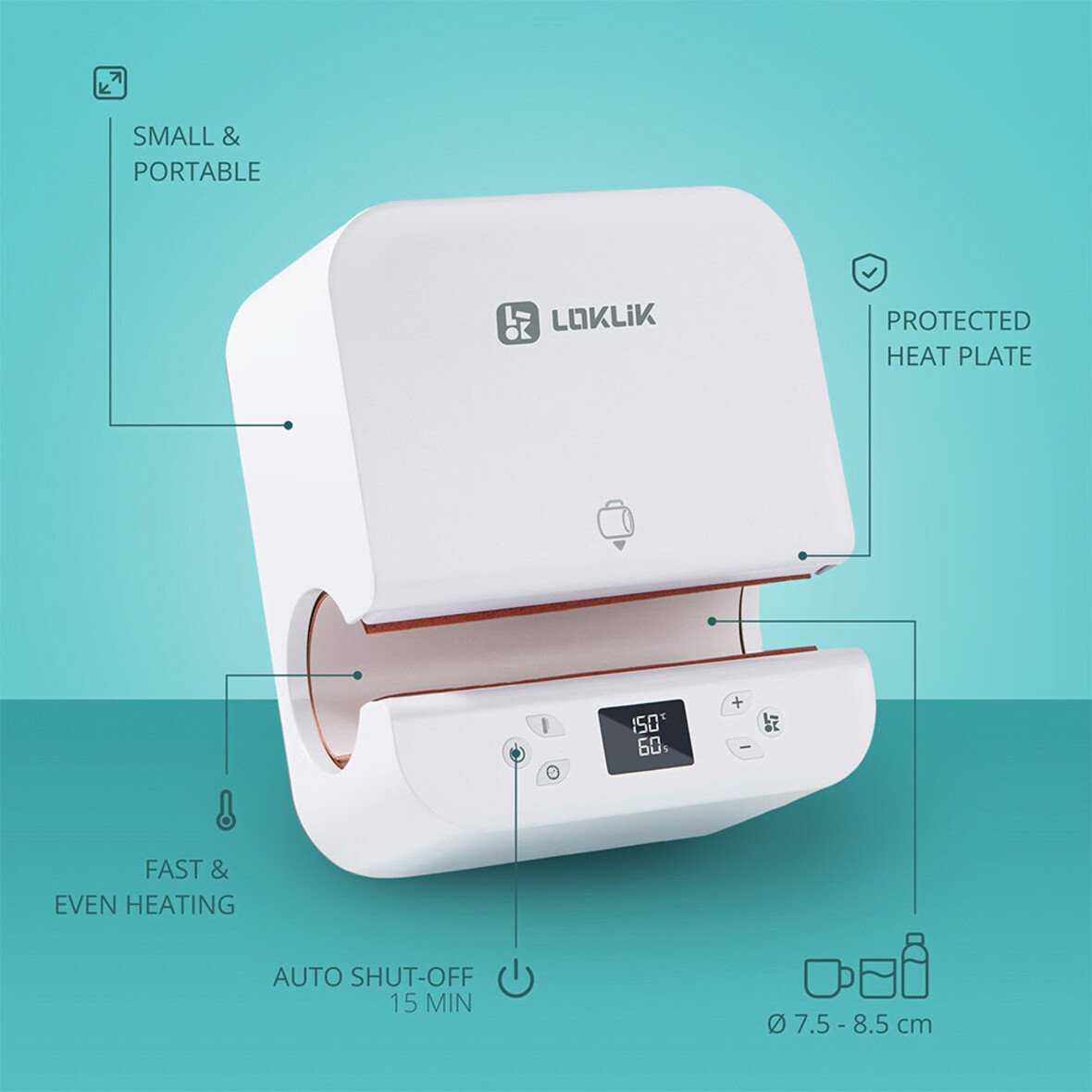 LOKLiK Auto Tumbler Heat Press - White